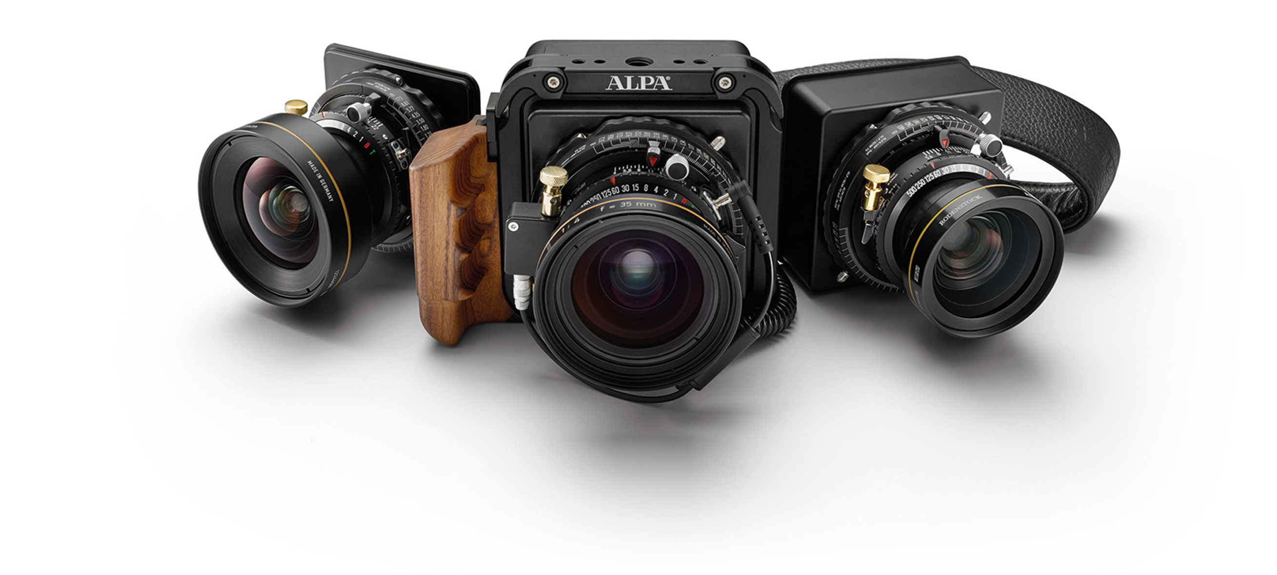 ALPA large-format camera system with two auxiliary lenses